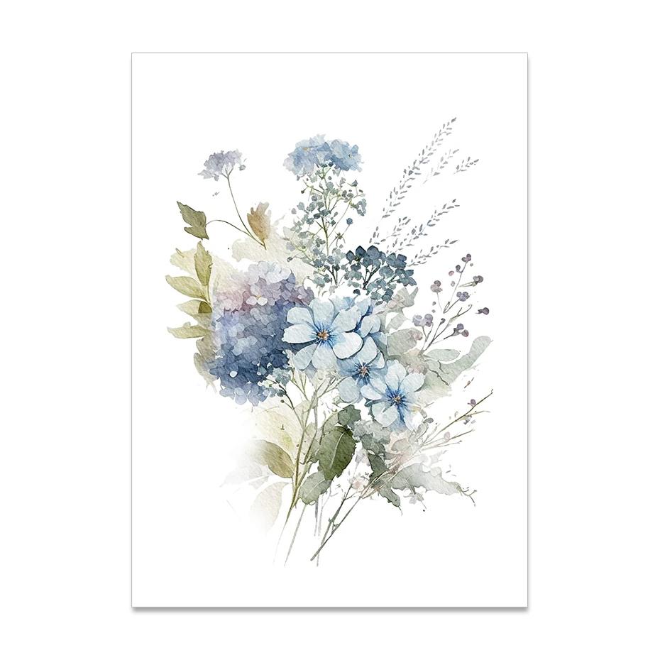 

Богемный Синий Цветок Акварельный Постер, Растение Настенное Искусство, Холст Живопись, Принты Картинки, Гостиная, Спальня, Домашний Интерьер Де 21x30cm No Framed