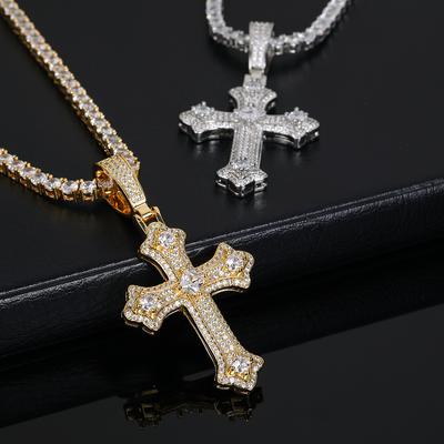 Neuankunft Hip Hop Schmuck Voll Pave Kreuz Anhänger Halskette Damen Christliches Kreuz Charme Ornament Geschenk Drop Shipping
