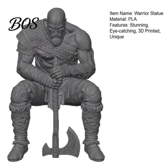 Suit Detail Figure 3D Printed Warrior Statue, Nordic Mythology Figurine with Ornament Weapon, Collectible for Home Office Decoration Texture Statue