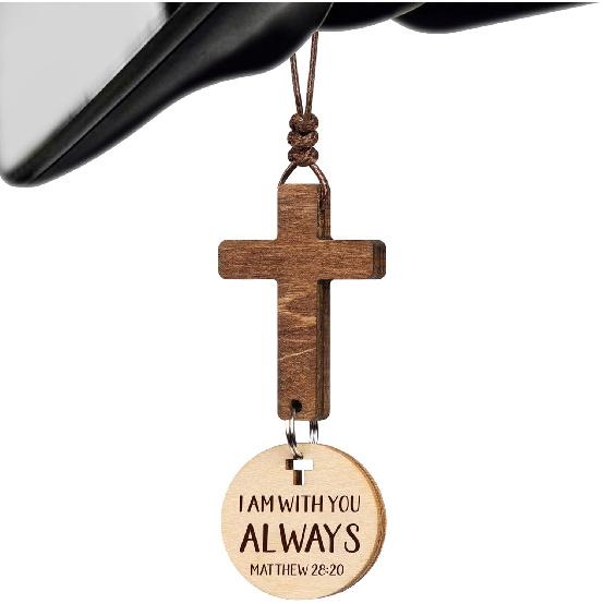 Cross for Car Mirror Hanging Christian Gifts for Men, Women, Bible Study - Scan Phone for Daily Bible Verse Car Rearview Decor Accessories, Jesus