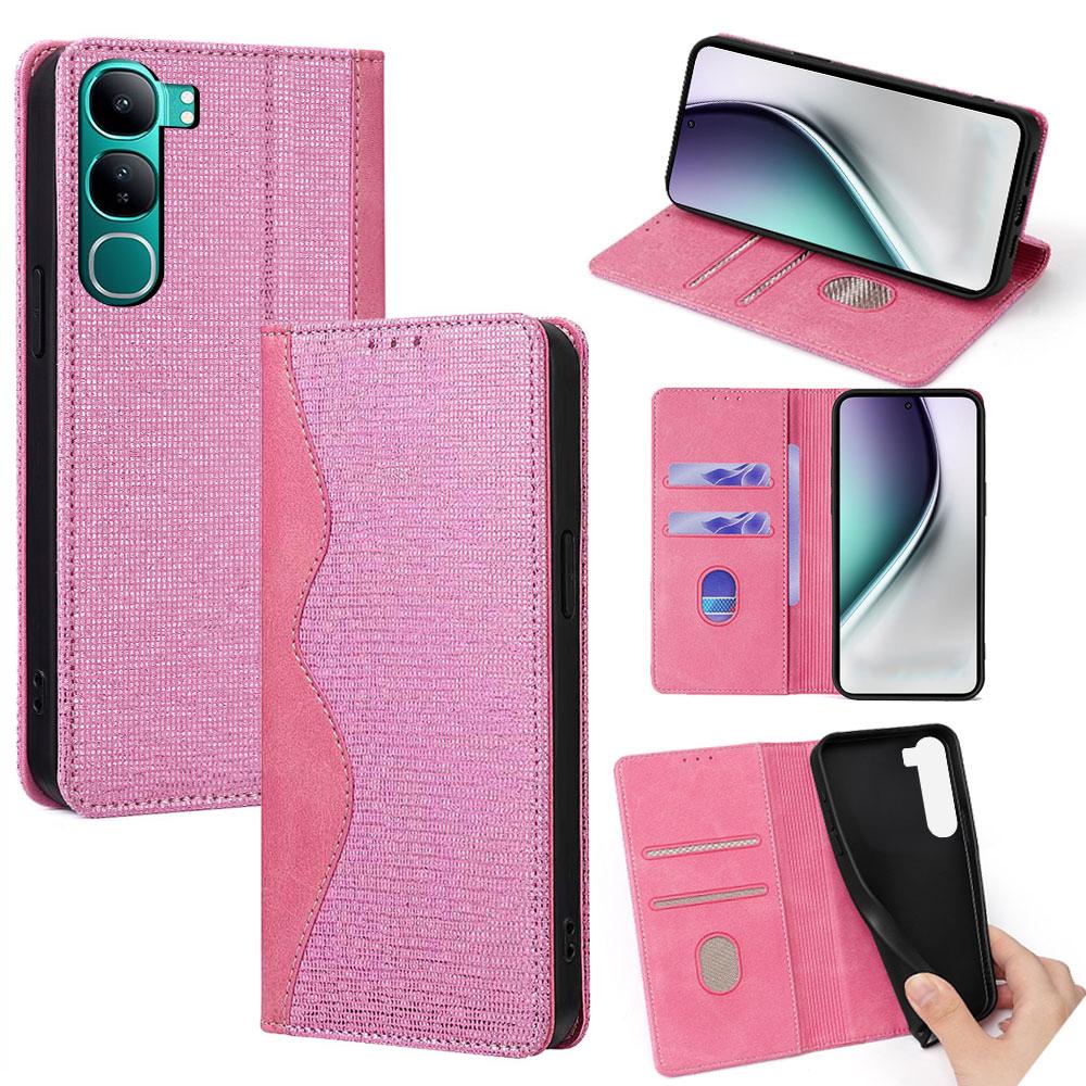 

Для vivo Y300 5G Кожаный чехол Кошелек Подставка Чехол для телефона с RFID-блокировкой Pink