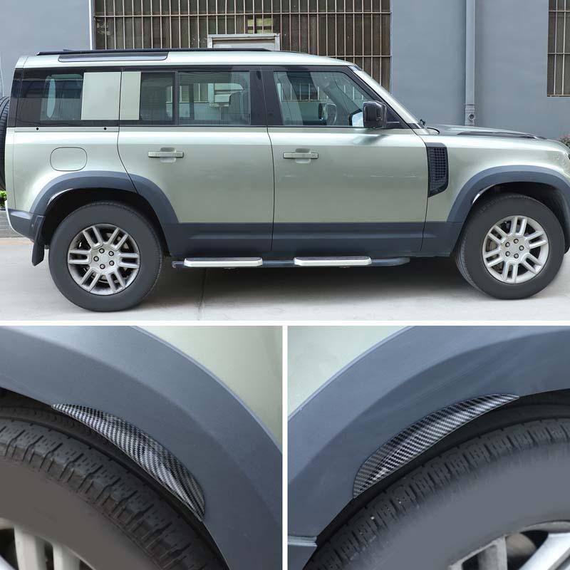4x ABS Plastic Car Fender Flares Mud Flaps Arch Wheel Eyebrow Lips Strip Sticker Trim Suitable for Land Rover Defender 110 +