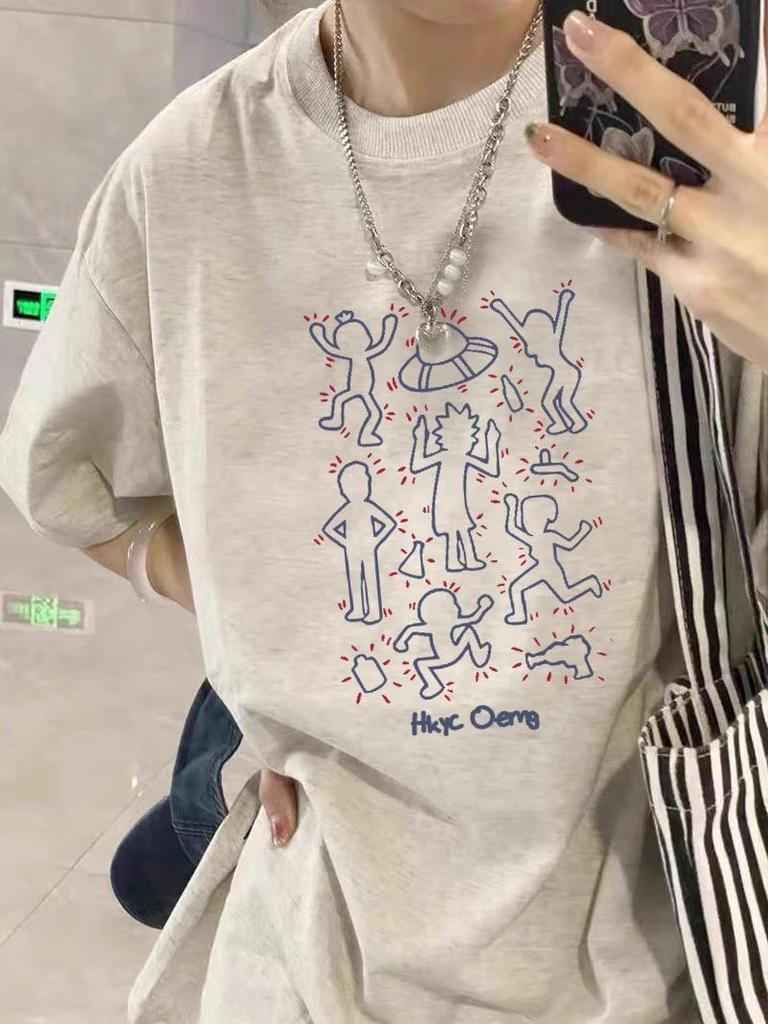 Women's Retro Hip-Hop Oversized Cotton T-Shirt - Summer Short Sleeve Niche Design