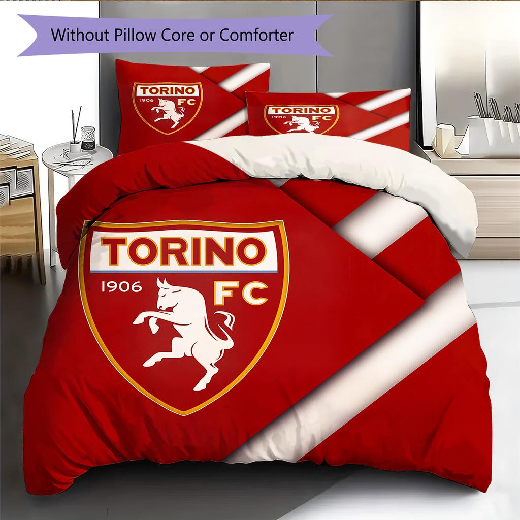 Fotbalový klub Torino Vzorovaná sada povlečení s přikrývkou Domácí dekorace Dárek (1 * povlak na peřinu + 2 * povlak na polštář bez jádra)