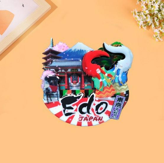 Japanese Epoxy Wood Refrigerator Magnets - Cute Cartoon Cultural Souvenirs, Soft Magnetic