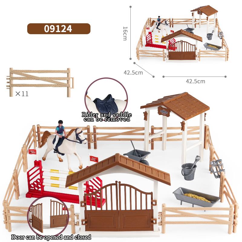 Oenux Farm Horse Race Model Action Figures DIY Equestrianism Horseman Animals Figurine Cute Education Collection Kids Toy Gift