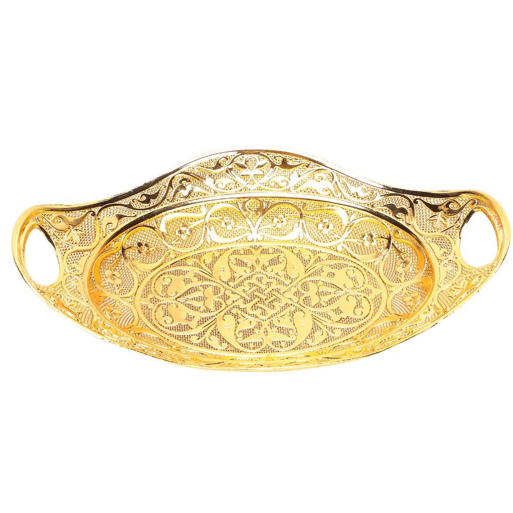 Zinc Alloy Fruit Tray Oval Shape Serving Tray Elegant Decorative Tray Kitchen Counter