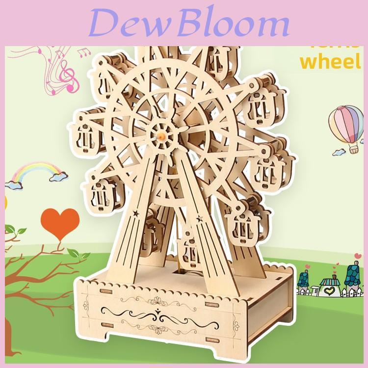 Wooden Mechanical Music Box With Rotating Ferris Wheel For Children Diy Educational Toy