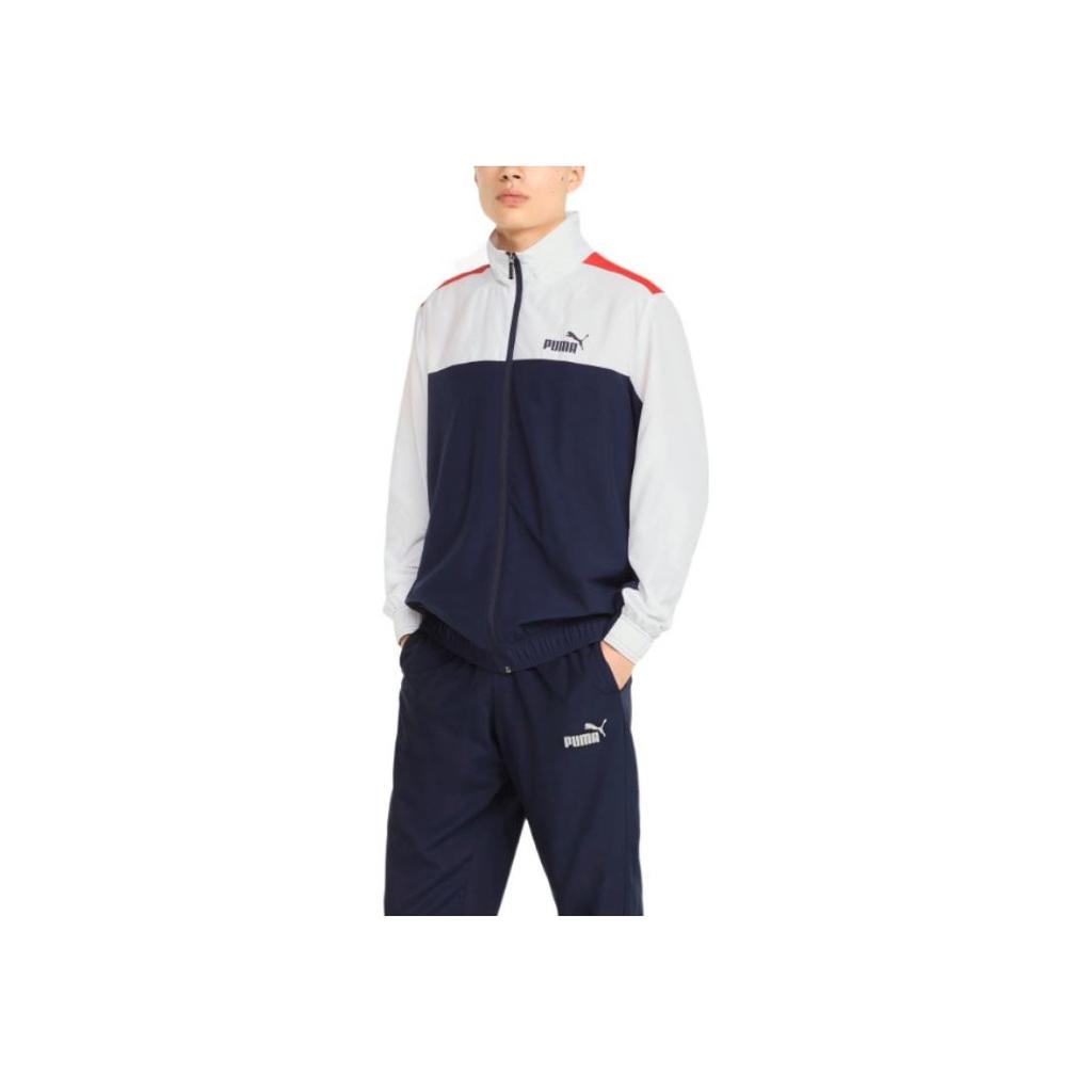 Puma FW22 Color Block Classic Sports Zip Jacket And Straight Leg Pants Set Men Jacket, Pants Blue 849541-06