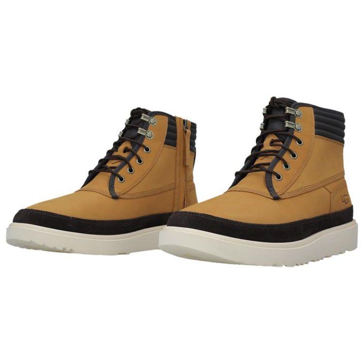 UGG Highland Leather Round Toe Lace-Up Short Boots Men Boots Wheat 1130729-WHST