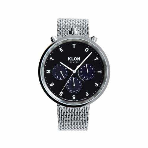 

KLON HELIOS SILVER MESH -ALPHABET TIME- 43mm Solar Watch, Black, Perfect for Coming-of-Age Ceremonies, Casual, or Formal Occasions.