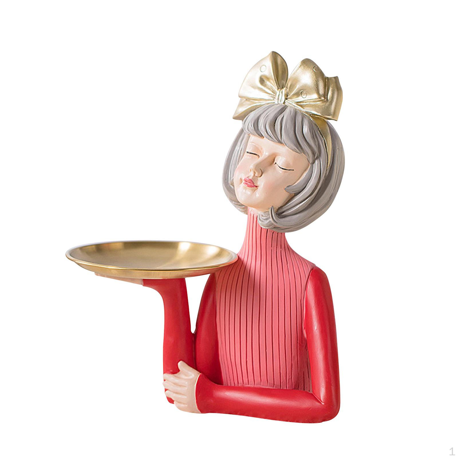 

Статуэтка девушки, поднос для хранения, скульптура, украшение для дома, смола, держатель для ключей для столешницы Aureate Bow