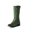Gothic Round Toe Cool Winter Olive Army Green Womans Shoes Combat Boots Zipper Mid-calf Women Riding Equestrian Boots