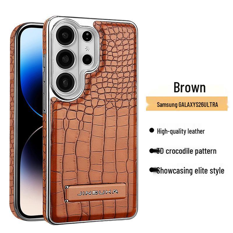Samsung S26 Ultra Phone Case with Stand: Premium Crocodile Pattern, Magnetic Charging, Business Style