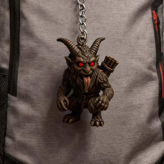 Krampus Přívěsek na klíče Vintage Vyřezávané Hororové Stvoření Démon Kroužek na klíče Batoh Školní taška Závěsná dekorace Přívěsek na tašku Přívěsek na peněženku