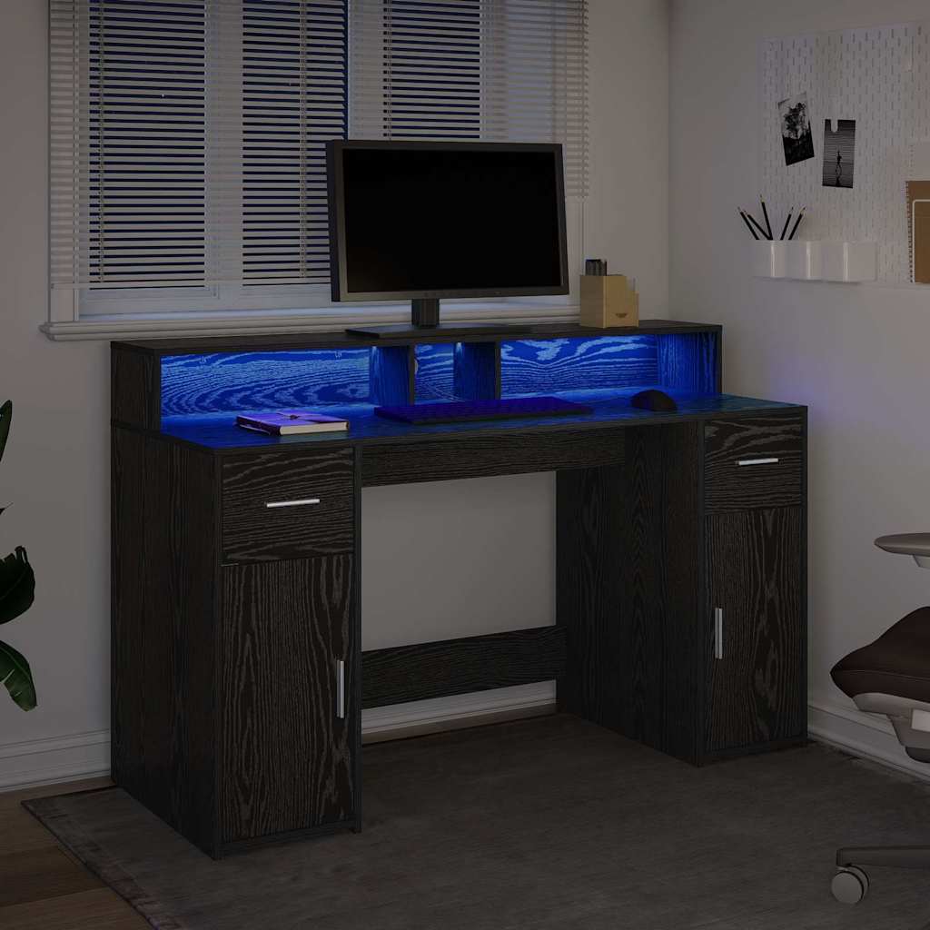 Black Oak Desk 140 x 55 x 91 cm Particleboard