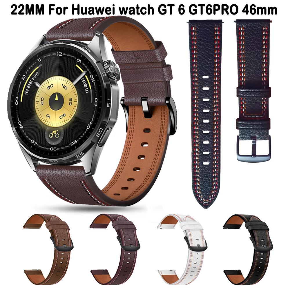 22mm Lederarmband für Huawei GT6 pro 46mm Sport-Uhrenarmband Zubehör für Huawei GT6 5 4 3 46mm GT2e Armband Austauschbar Correa