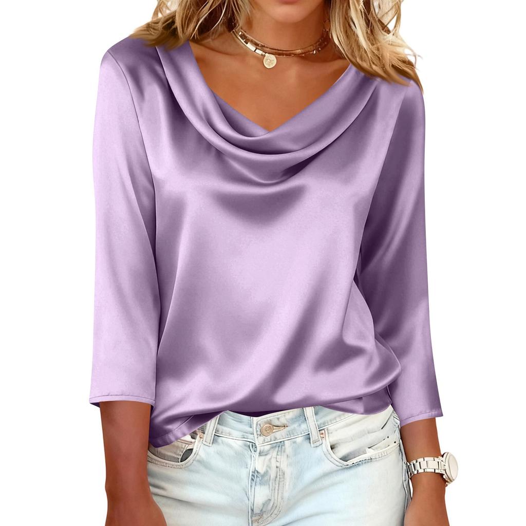 Bluse Für Damen Festlich 3/4 Langarm Hemden Business Casual Outfit Oberteile