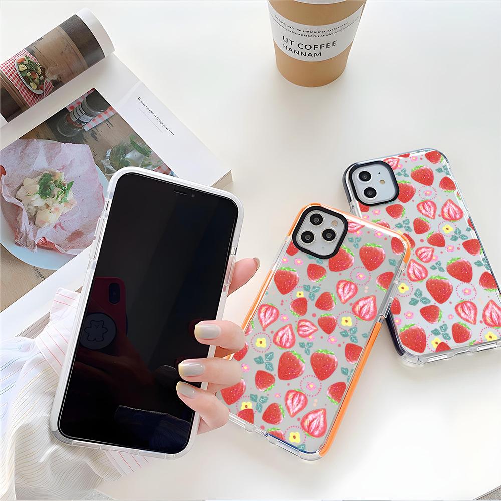 Ins Wind Strawberry Mobile Phone Case Apple 15pro Summer New Transparent Case iPhone17 Anti-drop Soft Case 13 Girls