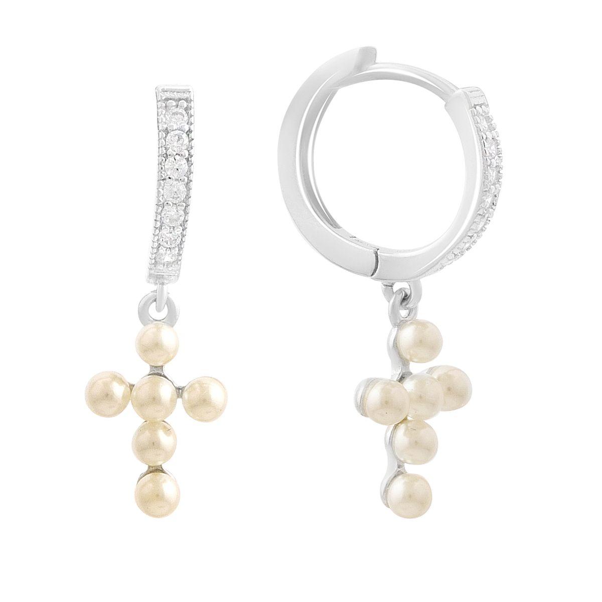

Silver earrings with natural pearls, cubic zirconia (2177104)