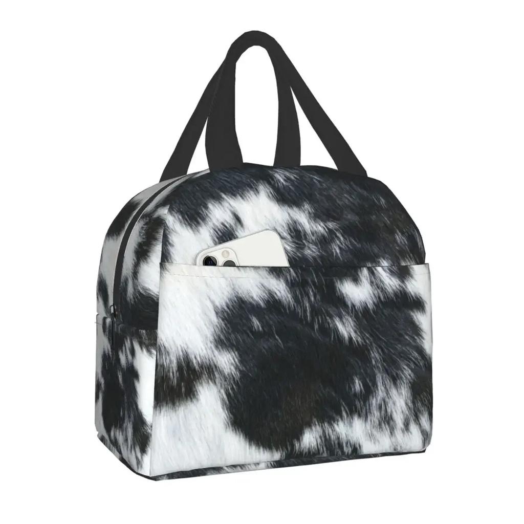 Animal Cowhide Texture Cow Print Lunch Bag for School Office Picnic Leakproof Insulated Cooler Thermal Lunch Box Women Children