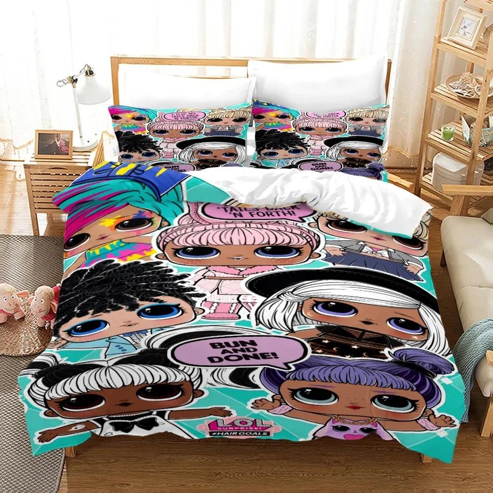 Anime Pink Doll 3PCS Single-sided Printed Series BeddingSet Duvet Set Comfortable Breathable Cover Sets Sheet Bedspreads