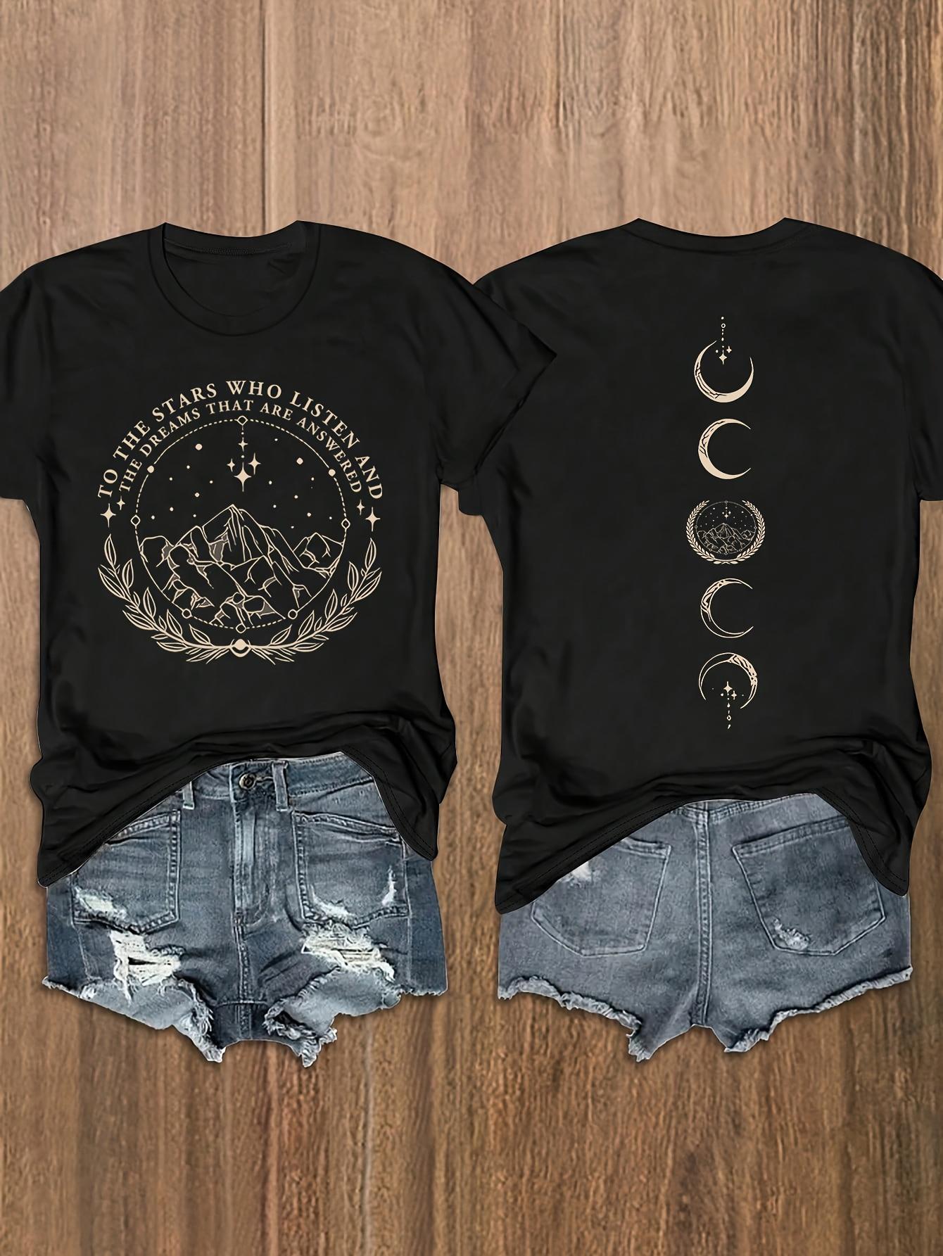 WomenS Round Neck Short Sleeve TShirt  Suitable for Spring Autumn and Summer Fashionable and Unique Print Crew Neck S