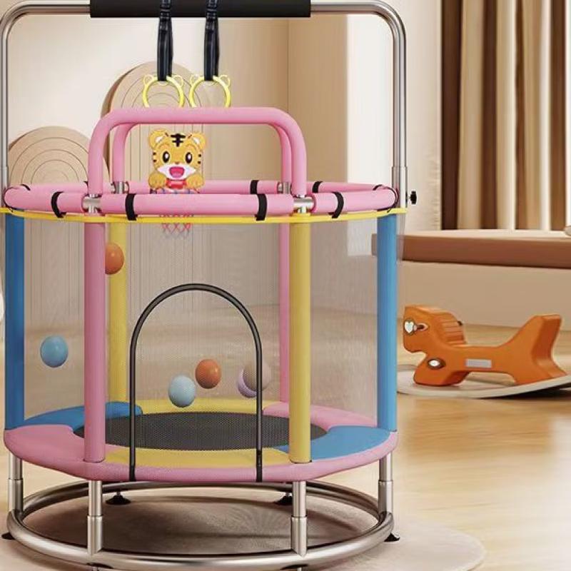 TLXT Kids Foldable Trampoline with Handrail