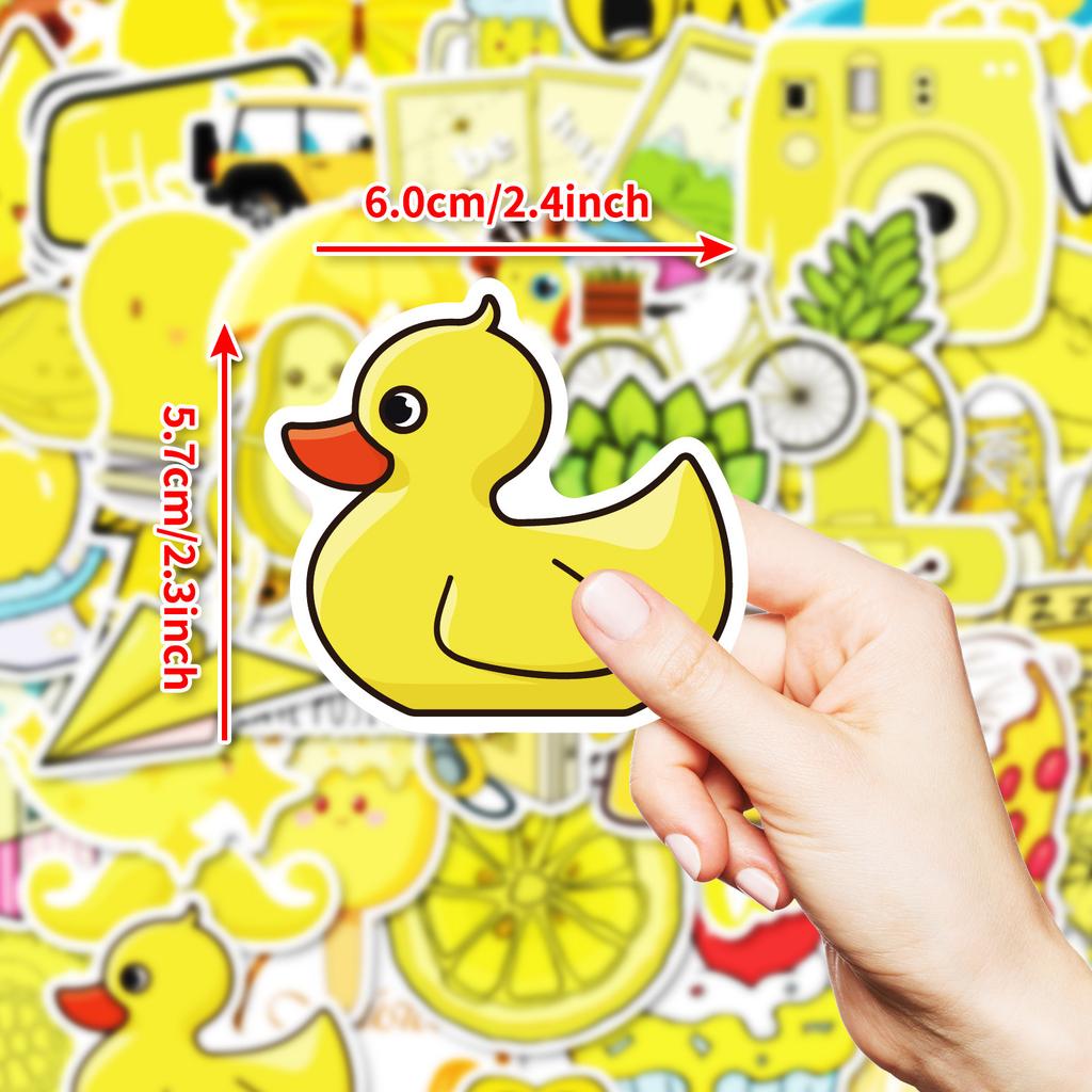 50 Little Yellow Duck Lemon Pizza Decorative Stickers Pp Material Waterproof Stickers Diy Water Cup Skateboard Refrigerator Pack