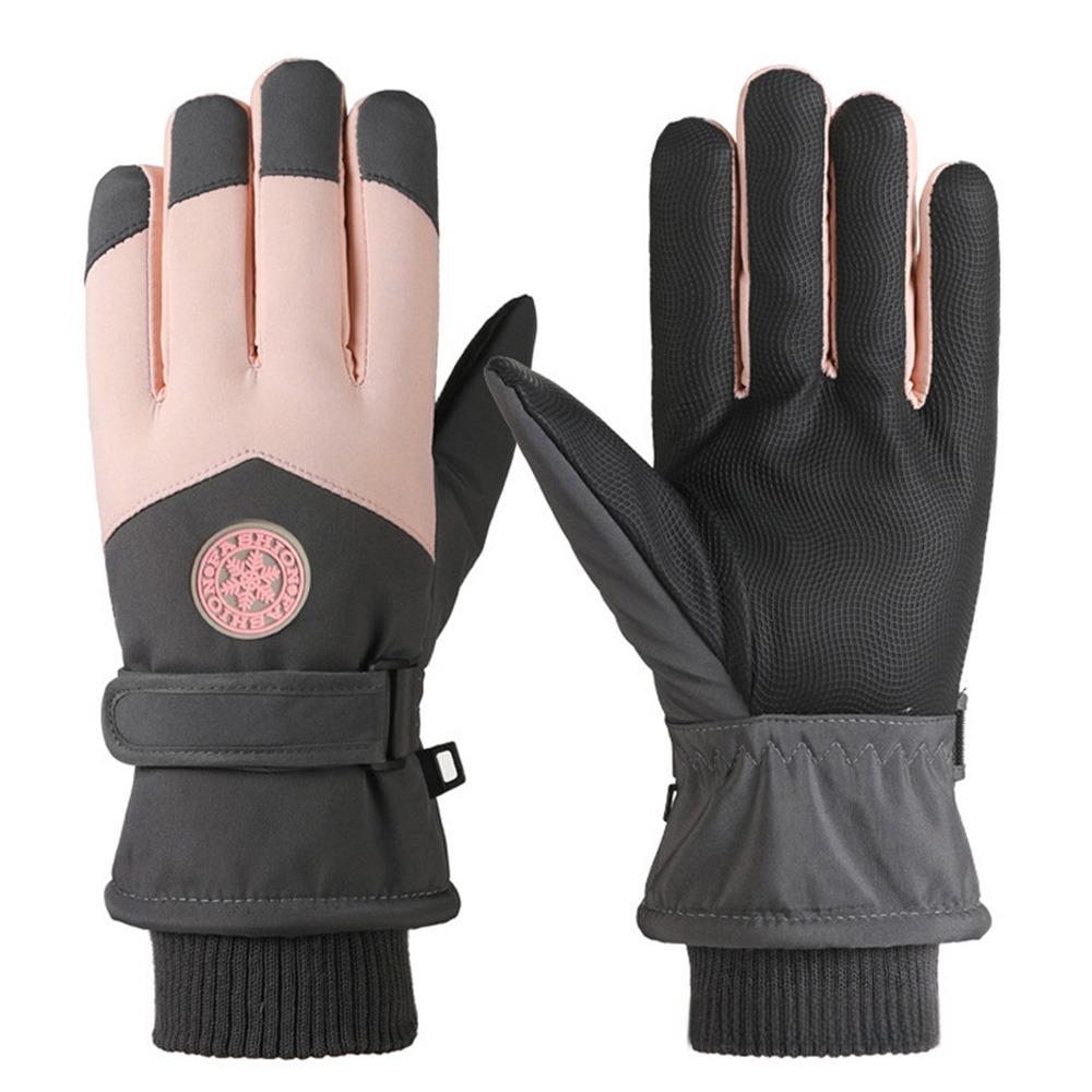 PU Leather Winter Cycling Gloves Full Fingers Non-Slip Touch Screen Gloves Fleece Lining Waterproof Waterproof Gloves