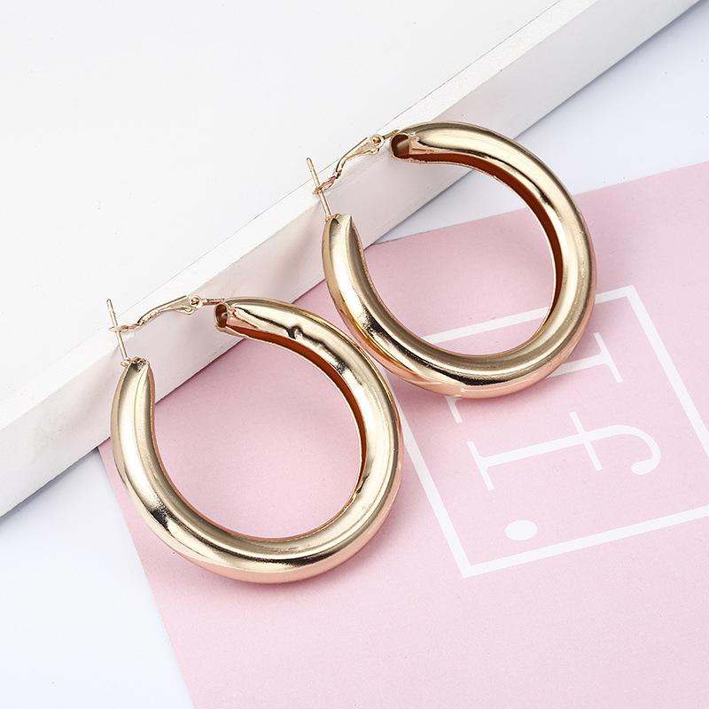 

2026 New Big Exaggerated Women s Hanging Earrings Gold Color Copper Color Metal Round Dangle Earrings for Female brincos