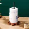 Attractive Retro Style Tissue Box Holder with Wood Base & Strong Metal Rod Wooden Tissue Dispenser for Countertops