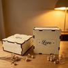Rustic Wooden Photo Storage Box Folding Accordion Photo Display Box Flip Cover Memory Box Couple