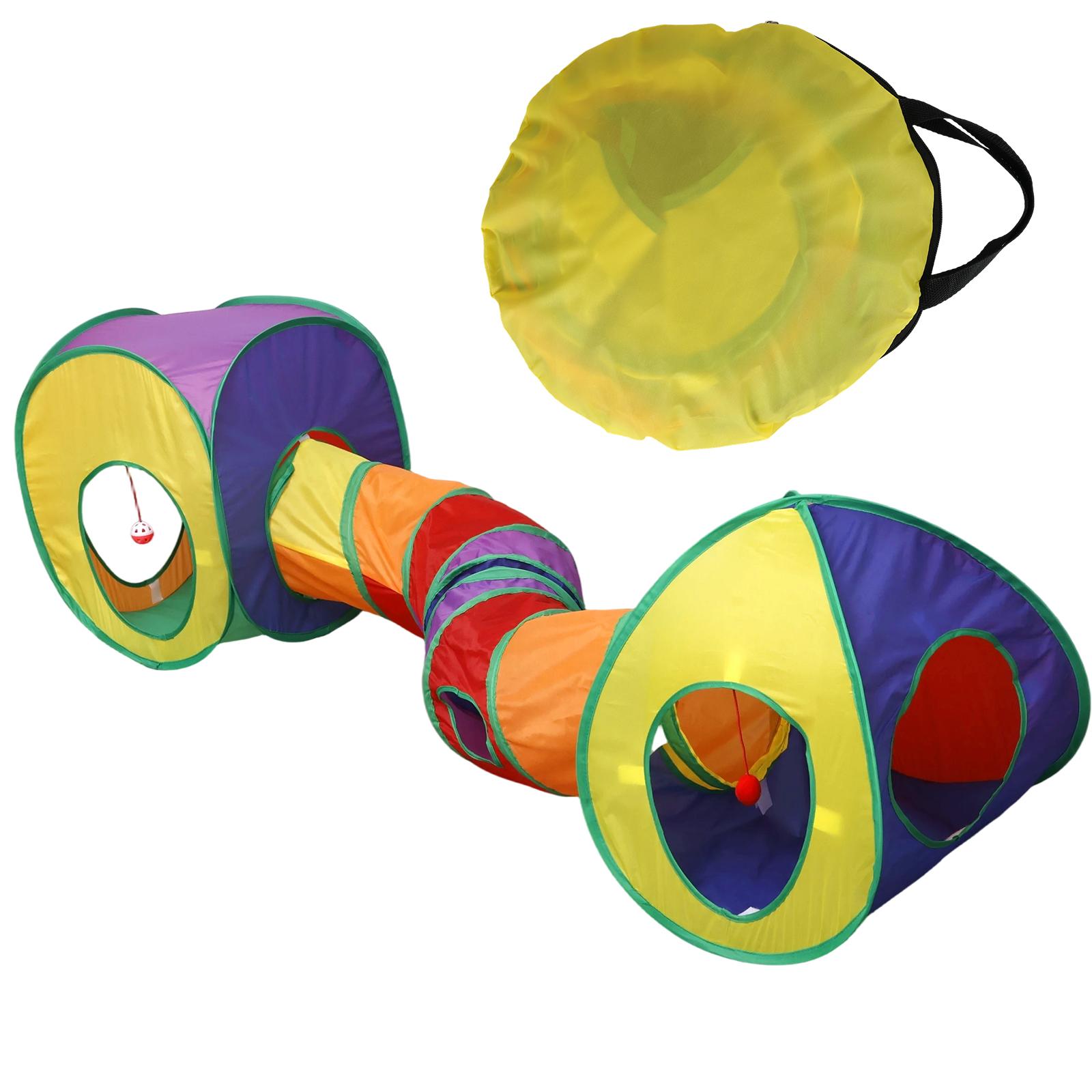 

Игровой туннель-куб для кошек, складная палатка для питомцев, игрушка-комбо, всплывающий игровой туннель для кошек с мячом и колокольчиком, интерактивная игрушка для тренировки котенка