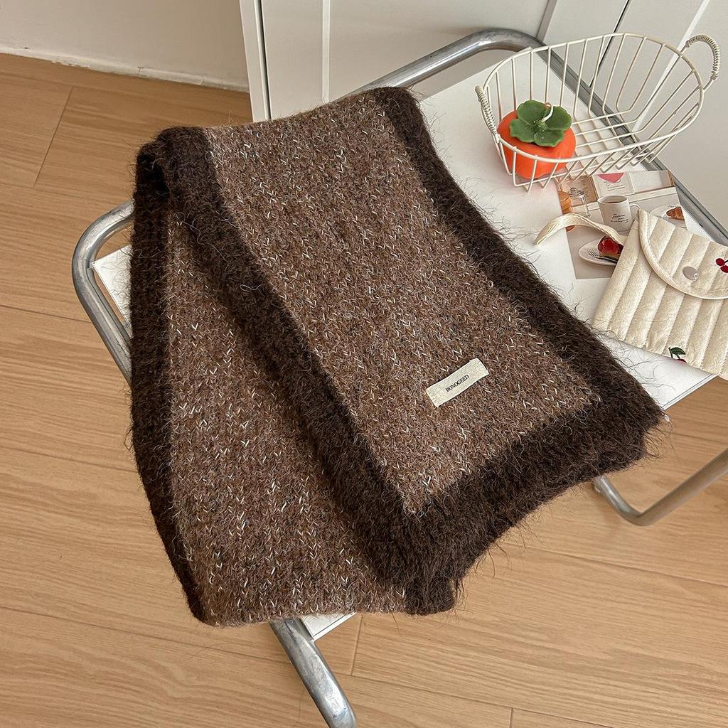 Women's High-End Blue Wool Scarf: Versatile Winter Fashion, Warm Snood, Korean Style Trend