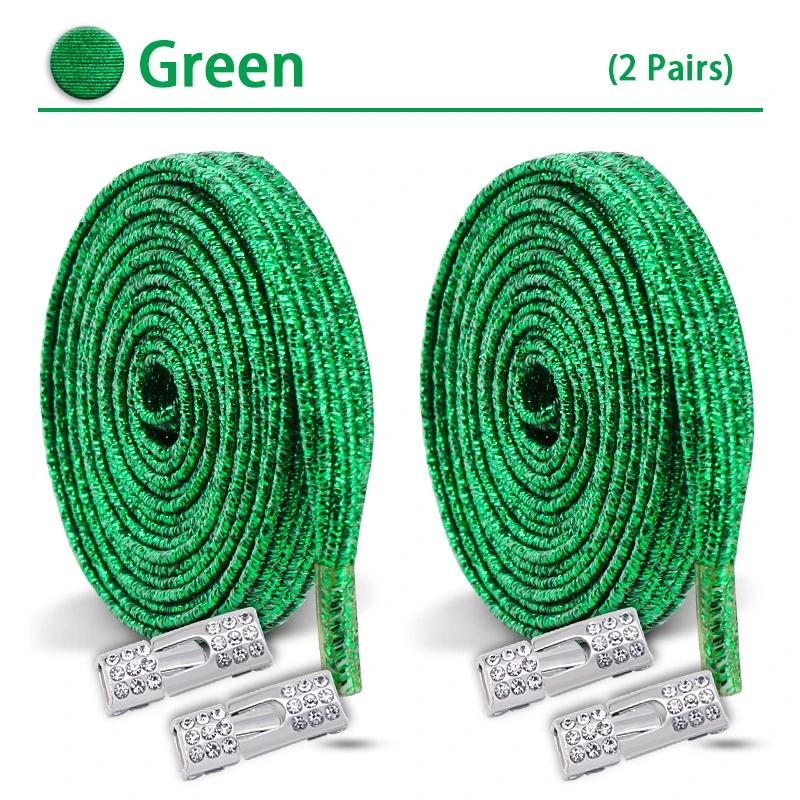 2Set Colorful Elastic Laces Sneakers Diamond Lock Shoelaces Without Ties No Tie Shoe Laces Glitter Flat Shoelace Shoe Accessorie