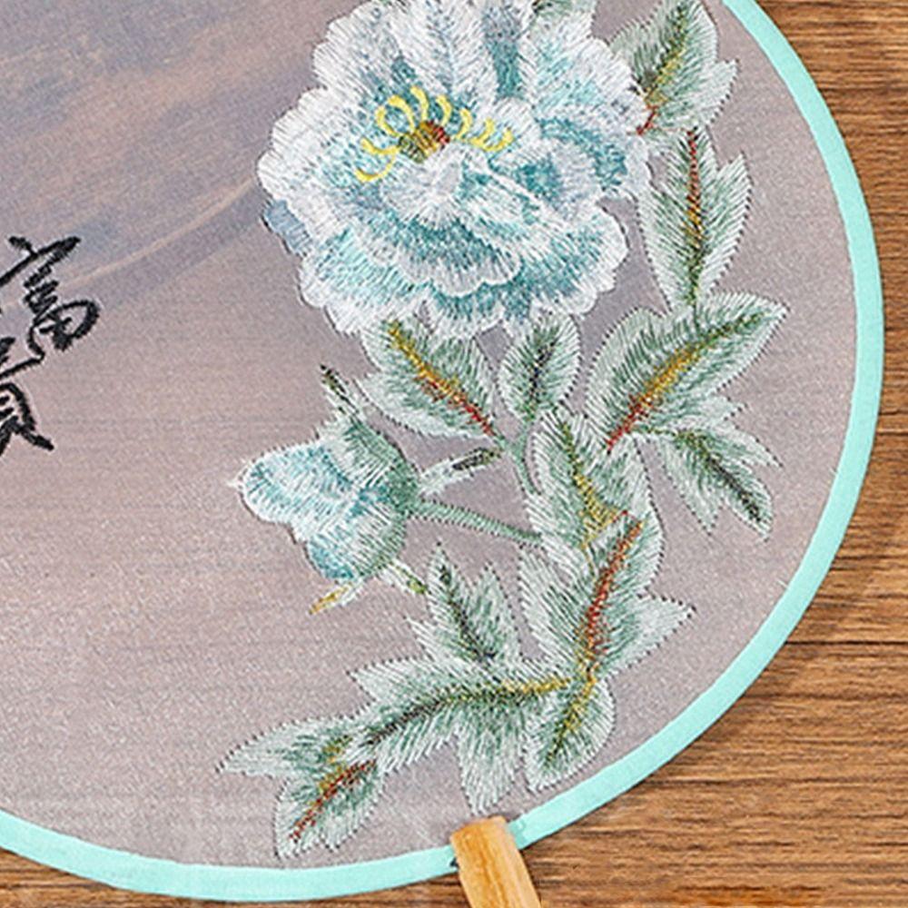With Tassels Chinese Embroidery Fan Handheld Silk Fan Dance Fan Tuan Fan  Photography Prop
