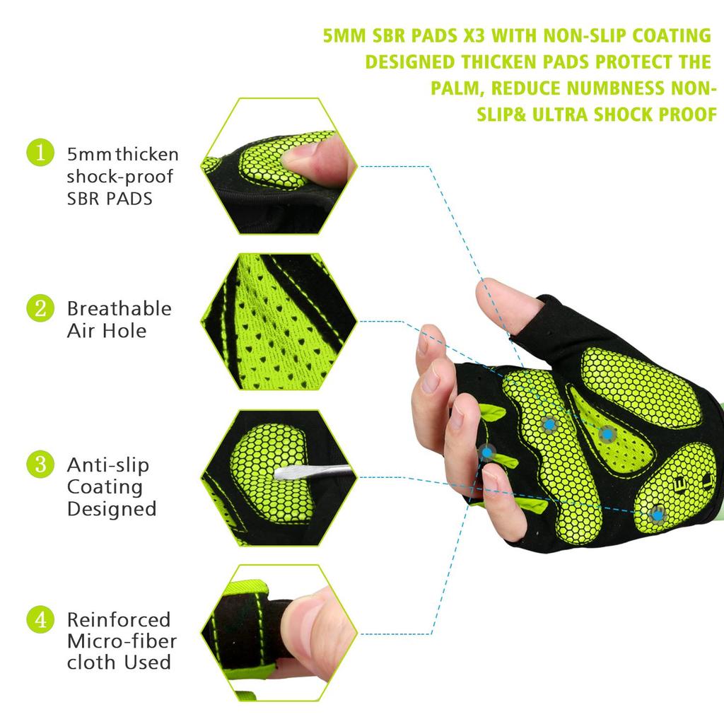 Cycling Gloves 5mm Gel Pad Mountain Bike Gloves Breathable Cycling Gloves Anti-Slip Road Cycling Cycling Gloves Men Women
