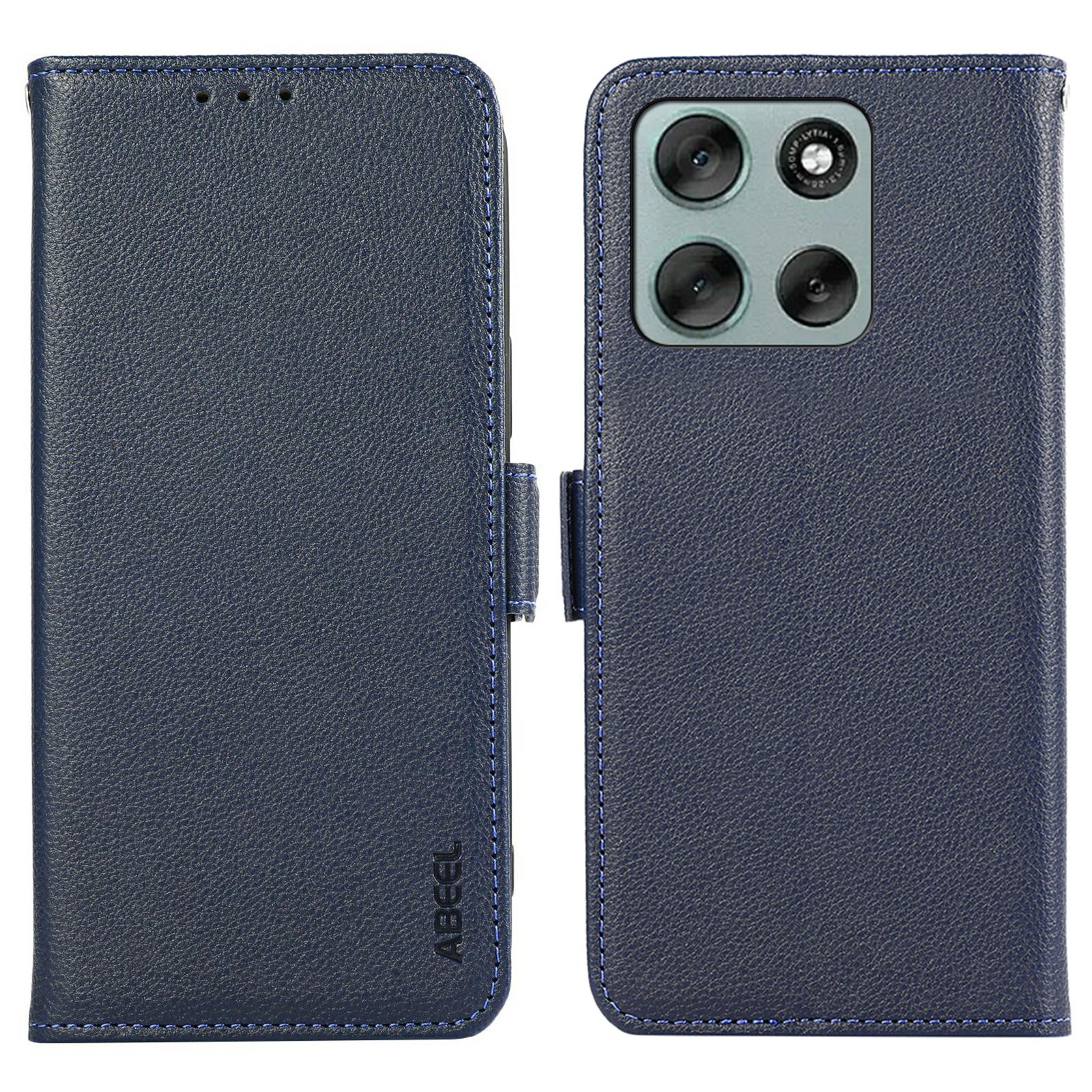 

ABEEL For Motorola Moto G56 5G Case Litchi Texture Leather RFID Blocking Phone Cover Blue