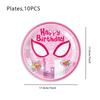 51-teiliges rosa Spinnen-Party-Geschirrset mit Tischdecke, Tellern, Bechern, Servietten
