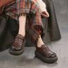 Spring Handwoven Comfortable Retro Loafers Two-Tone Full Cowhide Commuter Women Shoes