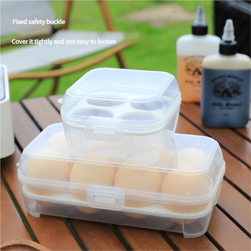 Shockproof Transparent Egg Container with Lid Portable Camping Organizer for Kitchen Storage Picnic Sealed Compartment Adjustable Grids