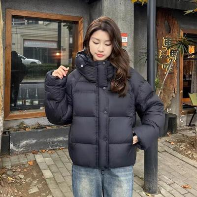 Women's 2025 Winter Thick Hooded White Duck Down Jacket, Short Loose Fit, Warm Fashion Outerwear.