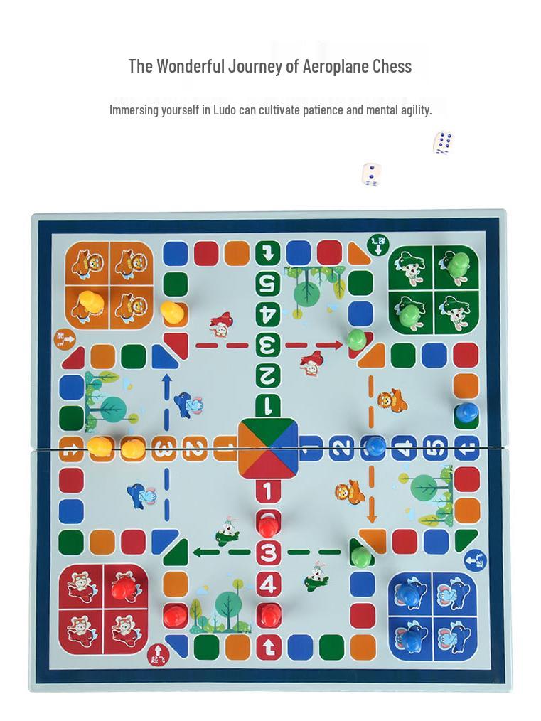 Five-in-a-Row Folding Educational Board Game for Kids: Tabletop Chess, Checkers, Flying Chess, and Go.