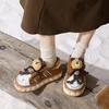 Women's fashion cartoon bear lightweight soft sole winter warm fur one snow boots velvet lined non-slip casual sports cotton boots board shoes
