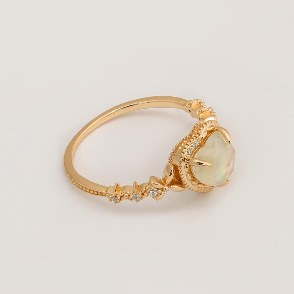 Copper Rinestone Rings Exquisite Vintage Rings Temperament Shining Open Ring Gifts