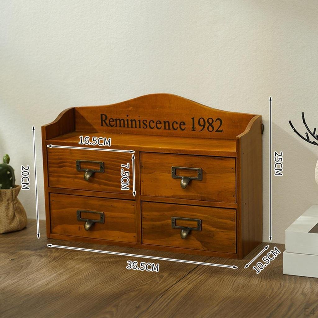 Desk Drawer Case Multifunctional Wooden Organizer Storage Cabinet Box for Makeup Supplies Rustic