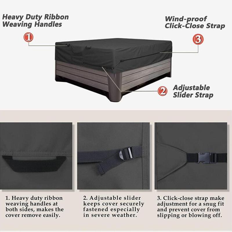 Univerzální kryt proti prachu na vířivku 210D Vodotěsný kryt na vanu Oxford Ochrana proti prachu Kryt na venkovní slunečník SPA Kryt na bazén