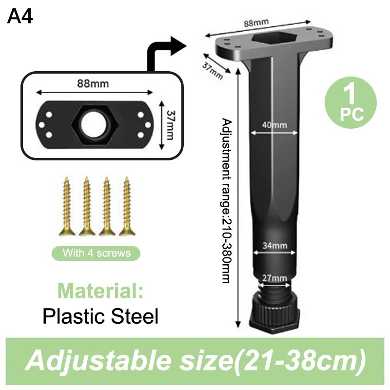 Heavy-Duty Adjustable Height Bed Frame Support Legs Furniture Support Columns Universal For Bed, Sofa, Cabinet, Dresser, Table