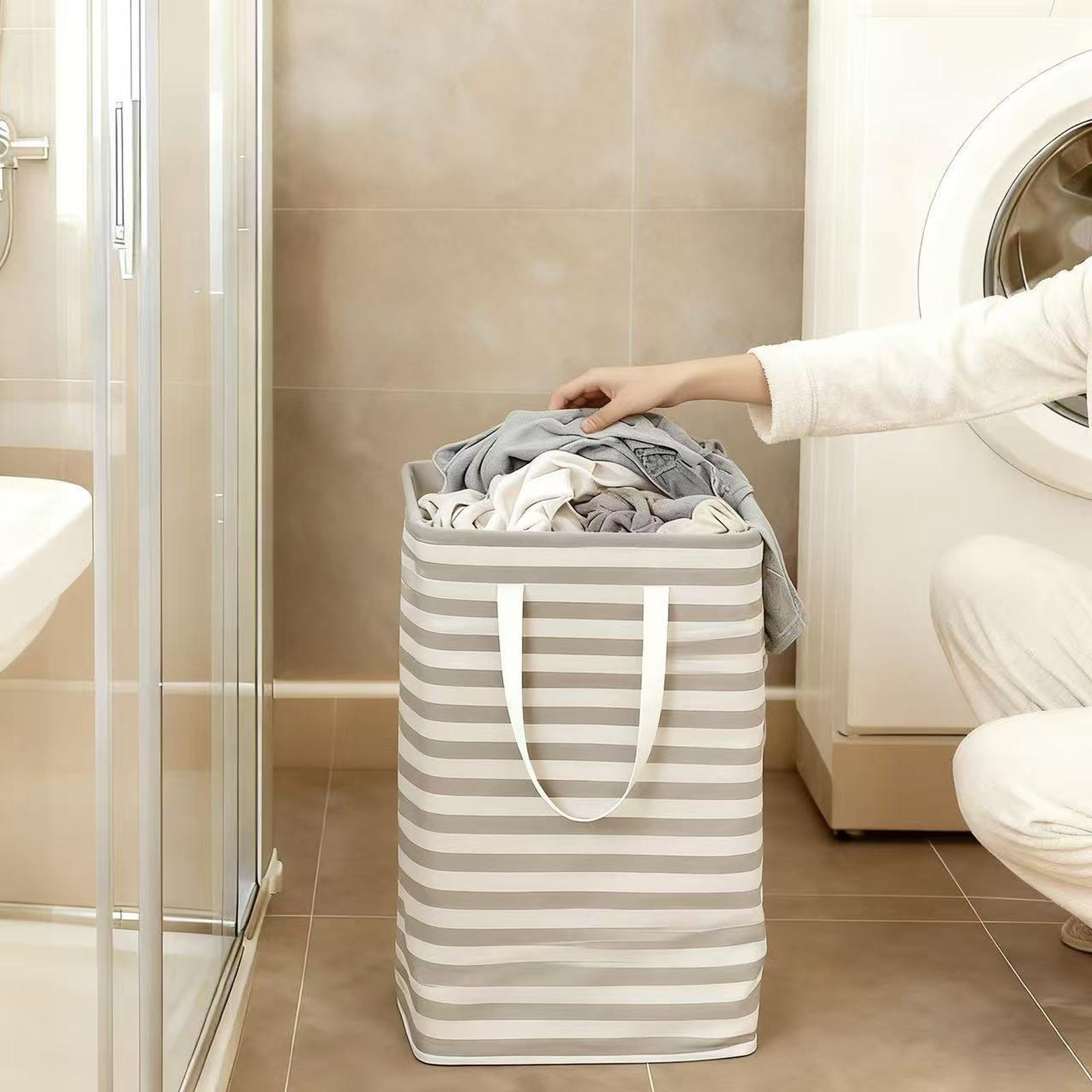 Fabric Laundry Basket Hamper for Bathroom Balcony Hotel Storage one size бежевый 751₽